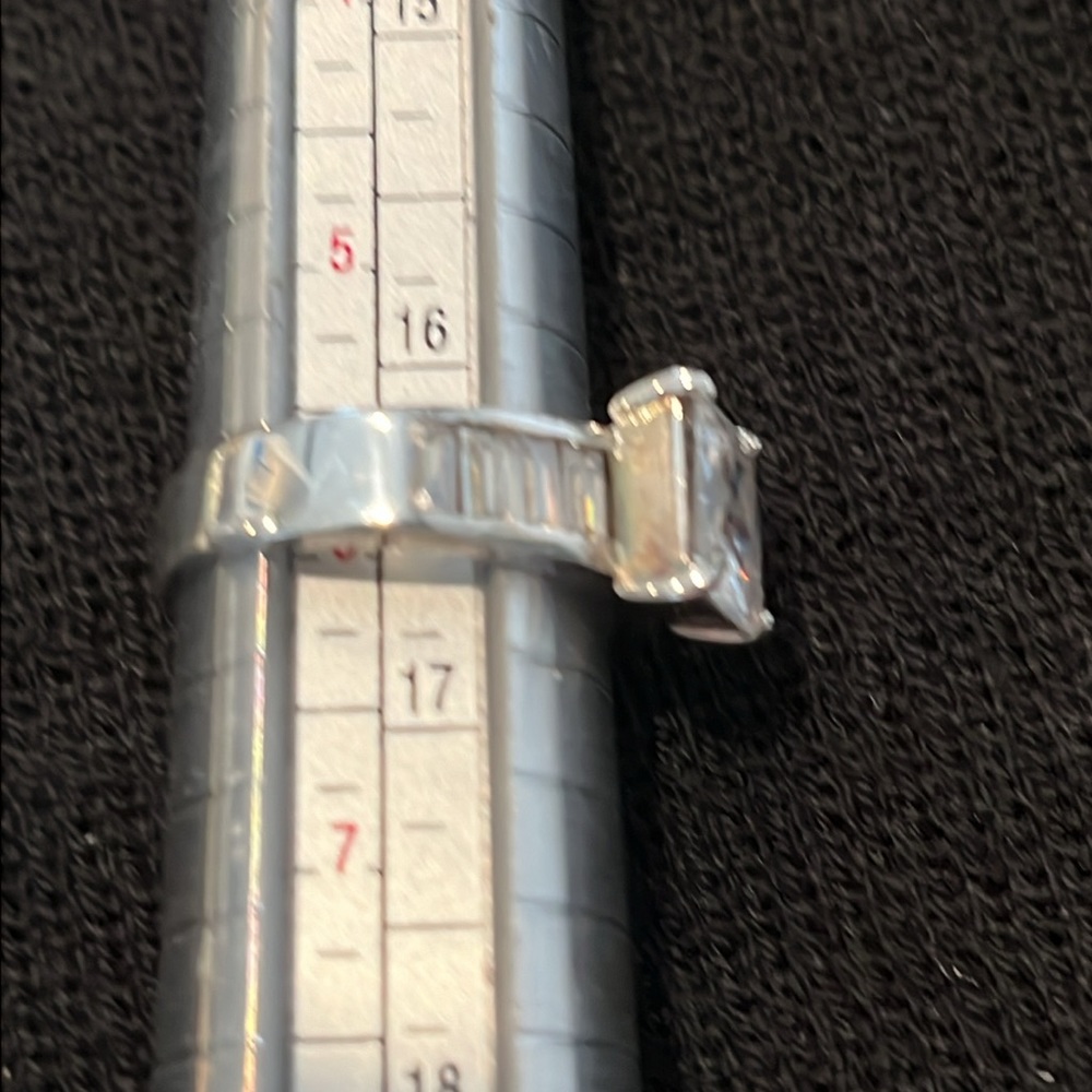 Sterling Square Cut CZ Ring-6 - Picture 7 of 11
